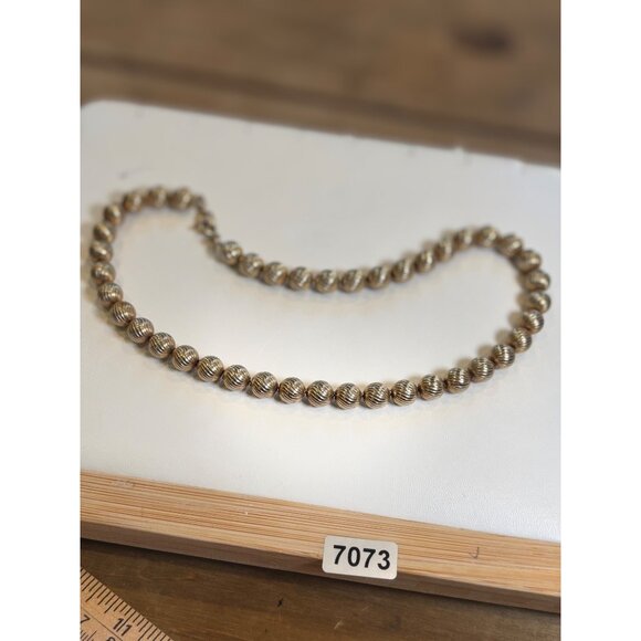 Vintage Gold-Tone Textured Bead Necklace - Picture 3 of 5
